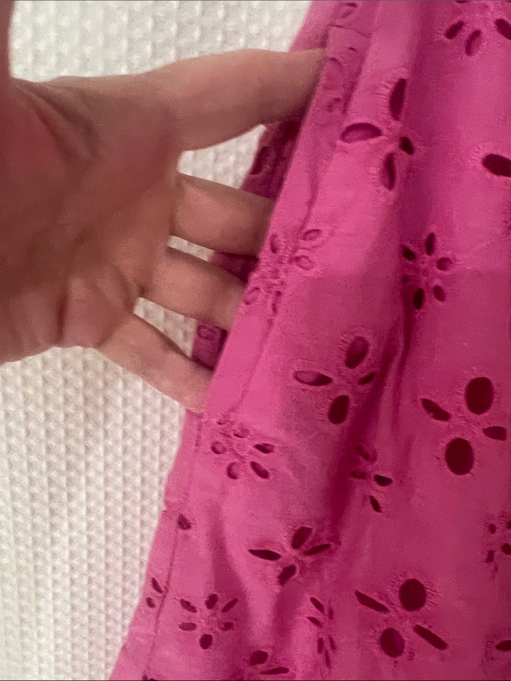 LOFT Eyelet A-Line Skirt - Hot Pink - Picture 2 of 10